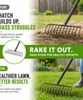 Heavy Duty Brush Rake With A 15.6 Inch Wide Head And 11 Steel L Shaped Tines, Adjustable 36 To 66 Inch Handle in action