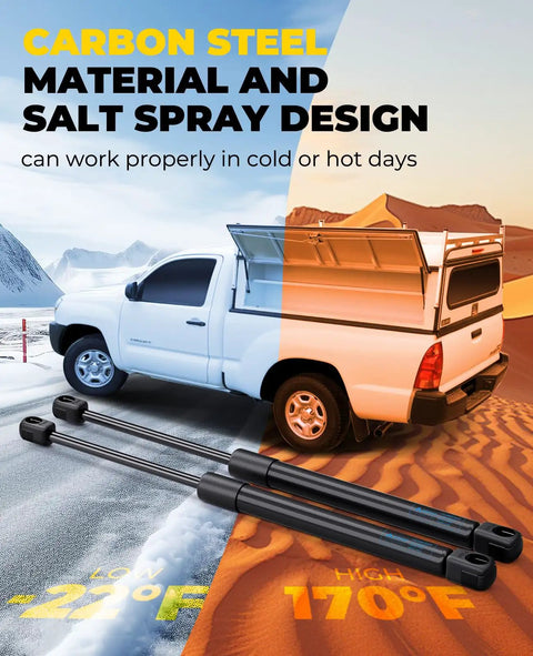 Heavy Duty Gas Struts For Truck Canopy Topper And Rear Window Replacement in cold and hot weather conditions.