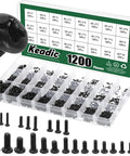 1200 Piece Pan Phillips Cross Head Screw Kit With 24 Sizes Carbon Steel Machine Screws For Electronics And DIY Projects Black Finish M1 To M3
