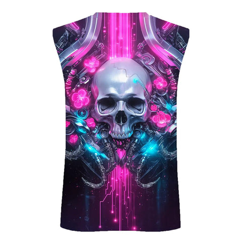 Mens 3D Printed Skull Sleeveless Muscle Tank Top Moisture Wicking And Quick Dry Gym Fit in vibrant graphic design.