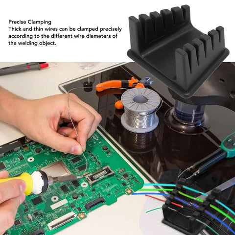 Keep Your Workbench Clean With This Sweet Soldering Wire Holder, featuring 5 slots for wire clamping on a PCB.