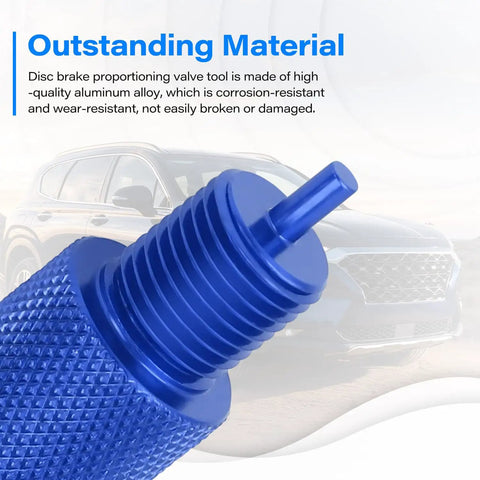 Close-up of the Real Deal Brake Proportioning Valve Bleeder Tool Fits Gm Combo Valves And Ac Delco Parts, blue aluminum alloy material.