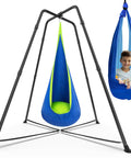 Heavy Duty Indoor Outdoor Swing Frame With Sensory Pod Swing And Hammock Chair Stand For Adults X Shaped Steel Base 330 Lbs