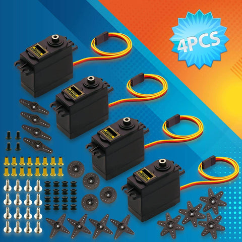 Beefy 55g Metal Gear MG995 Servo Motor Digital Torque Servo 4 Pack for Arduino RC Cars Boats Helicopters Robots High Torque