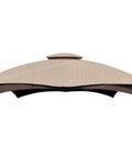 Front view of Replacement Canopy Top For Lowe's Gazebo GF-12S004B-1 And GF-12S004BTO Beige Ripstop Fabric With Gridline Reinforcement Tech