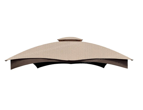 Front view of Replacement Canopy Top For Lowe's Gazebo GF-12S004B-1 And GF-12S004BTO Beige Ripstop Fabric With Gridline Reinforcement Tech