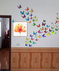 80 Piece Butterfly Wall Decor Set With Foldable Wings Waterproof Reusable PVC Wall Stickers on living room wall