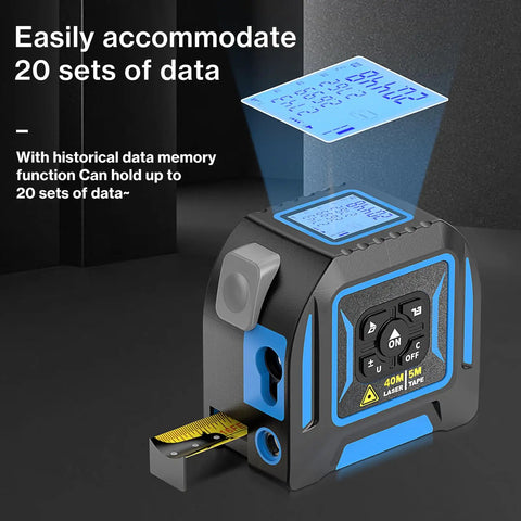 2-In-1 Laser Distance Meter And 16 Ft Tape Measure For Indoor Measuring Handy 130 Ft Range Quick Room To Hallway Checks Self Locking Tape Dual Mode Tool For DIY Projects And Precise Layouts with digital display