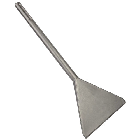 SDS Max 6 Inch Thinset Scraping Chisel for Tile Removal, 15 Inch Overall Length, machine sharpened floor scraper, angled view