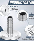 Yaocom 4-piece stainless steel hose barb adapters with clamps for sanitary piping