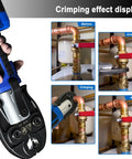 No Fuss Heavy Duty 18V Cordless Hydraulic Copper Pipe Crimping Tool With Slick Brushless Motor For Quick Rock Solid Plumbing Connections in action.