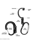 HeroClip Medium Carabiner Gear Clip And Hook For Camping Backpack And Garage Organization, black aluminum with labels