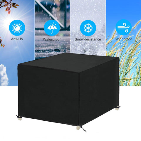 Heavy Duty Patio Furniture Cover 24x17x16 Inches Waterproof 420D Oxford Tear-Resistant with Windproof Buckles shown outdoors