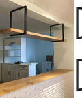 Rock Solid Heavy Duty Ceiling Mount Floating Shelf Brackets Black Steel Industrial Pipe Wall Support Kit 2 Pack For Home Storage And Office Organizing Built Tough To Handle Serious Weight Loads with wooden shelf.