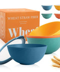 Wheat Straw Bowls Set With Lids, 40 Oz Unbreakable Cereal Bowls, 4 Piece Lunch Containers, Microwave And Dishwasher Safe