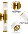 Golden Glass Shade Wall Sconce Lighting For Bathroom Vanity, Modern Gold Finish, 17.7 Inch Long, E12 Socket, Bulbs Not Included