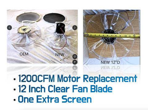 Beef Up Your RV Vent With This 12 Inch Fan Blade And Screen 1200 CFM High Airflow Motor Assembly For Quiet Roof Vent Repair Replacement Kit Fits Most Standard RV Fans Easy Install