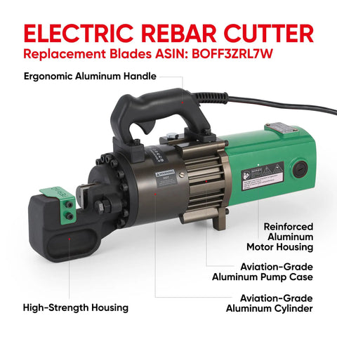 PEResQ 1 Inch Rebar Cutter Electric Hydraulic Steel Bar Shear 4 To 25Mm showing ergonomic aluminum handle and high-strength housing.