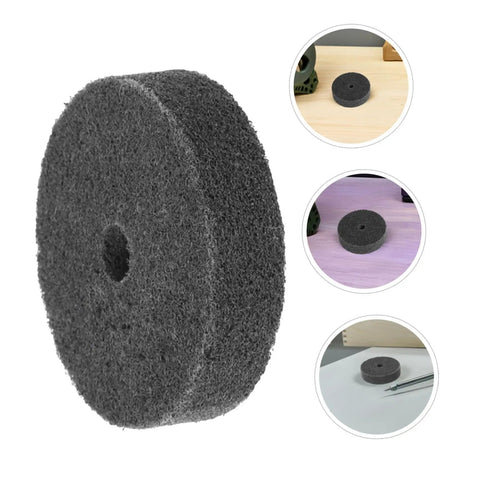 Six Pack 75mm Nylon Wheel Grinding Holes For Metal Polishing And Shining On Standard Bench Grinders with quick attach, dark grey.