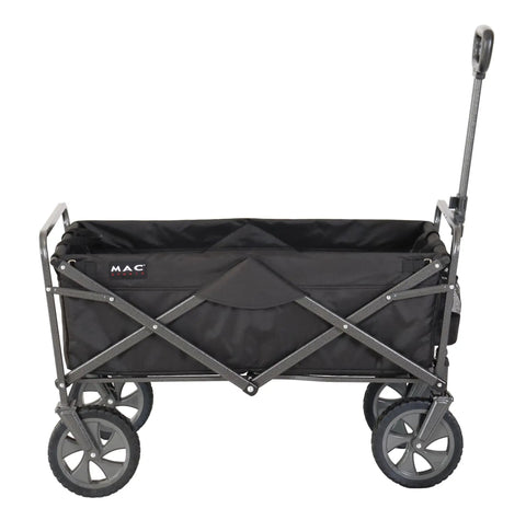 Collapsible Folding Outdoor Utility Wagon With Large Capacity And Easy Setup, Heavy Duty Foldable Wagon, Black, side view