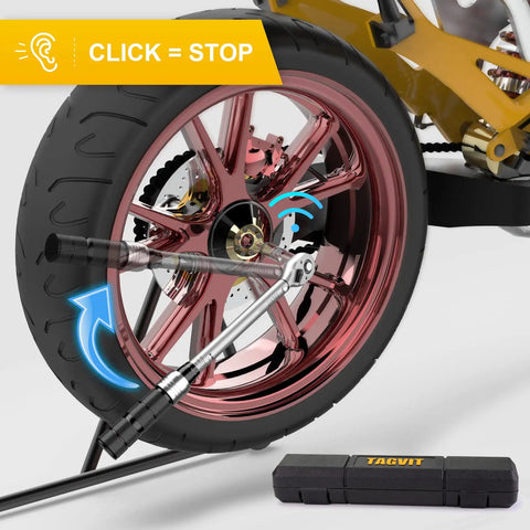 Three Eighths Inch Drive Click Torque Wrench Set Garage Ready Dual Direction Adjustable Torque Five To Forty Five Foot Pounds And Six To Sixty One Newton Meters Includes Spark Plug Socket Extension Bar And Universal Joint For Bike And Car