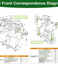 Beefed Up Golf Cart Front And Rear End Repair Bushing Kit For 1993 Up Club Car DS Deluxe Front And End Rebuild Kit With King Pin Polyurethane Sleeves And Steel Plate Screws front suspension diagram