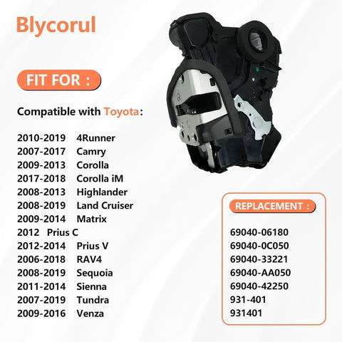Door Lock Actuator Motor Plug And Play Front Left Driver Side For Toyota Tundra Camry 4Runner RAV4 Lexus RX350 RX450h Scion Tc XB XD Replacement 69040-0C050 69040-06180 931-401 displayed with compatibility list