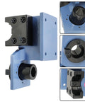Heavy Duty CNC Tool Holder Tightening Fixture For Worktable, lightweight blue and black design, shown in various angles and close-ups
