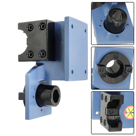 Heavy Duty CNC Tool Holder Tightening Fixture For Worktable, lightweight blue and black design, shown in various angles and close-ups