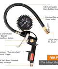 22 Piece All In One Pro Grade Air Compressor Accessory Kit tire inflator gauge with 1/4 inch NPT male connector and durable hose