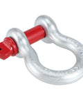 Heavy Duty 1 Inch Bow Shackle D Ring With 8.5 Ton Working Load Limit 18,700 Lbs 1-1/8 Inch Screw Pin, silver shackle with red pin