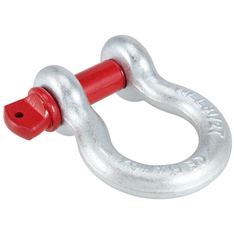 Heavy Duty 1 Inch Bow Shackle D Ring With 8.5 Ton Working Load Limit 18,700 Lbs 1-1/8 Inch Screw Pin, silver shackle with red pin