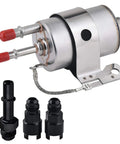 58 PSI Fuel Filter Regulator For LS Swap EFI Conversion C5 with fittings, fits 1999-2014 GM V8 LS Engines, shown in stainless steel