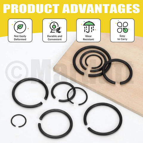 150 Piece Round Wire Snap Ring Assortment Kit With 10 Sizes From 10mm To 26mm Internal C Clips shown on a surface
