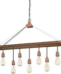 Rustic Seven-Light Barnwood And Copper Chandelier For Dining Room, Living Room Or Foyer, Sloped Ceiling Compatible With 36 Inch Chain