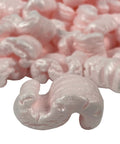 Solid Antistatic Packing Peanuts In Bulk Six Cubic Feet Of Super Snug White Cushioning showing pink foam pieces designed for safe shipping.