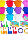 12 Pack Kids Sand Buckets And Shovels Set With 7.48 Inch Buckets And Shovels Bright Beach Toys For Sandbox Fun BPA Free ABS Plastic