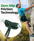 6mm Prusik Loop Cord For Climbing And Rescue, Polyester Auxiliary Rope With 8kN Strength, shown in use on a rock wall.