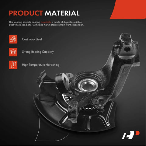 Front Right Steering Knuckle And Wheel Bearing Hub Assembly For Volkswagen Jetta Golf Beetle 1999 To 2010 With 288 Mm Rotor Only Premium Aftermarket Replacement Direct Fit And Easy Install, cast iron/steel, close-up view.