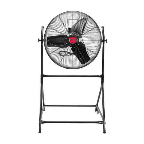 Front view of 24 Inch Rolling Tilt Fan With 8600 CFM Industrial Airflow, 180 Degree Rotating, Beast Mode Cooling For Greenhouse And Shop.