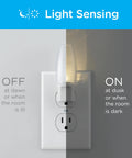 LED Night Light Plug In With Dusk To Dawn Sensor Warm White Glow UL Certified Energy Efficient Nightlight demonstrating on-off sensor