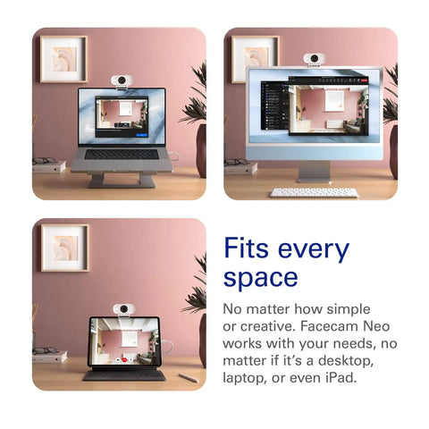 Pro 1080p Webcam Featuring Slick 60Fps Video And Secure Privacy Shutter For Instant Plug And Play Action On Laptops And Desktops, showcased on various monitors.
