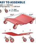Heavy Duty Wheel Dolly Set Of 4 With 7000 Lbs Capacity Red Steel Dollies For Cars And Trucks Beefy Reinforced Base Smooth Roll Durable Shop Grade Gear For Easy Tire Changes, 15.2 x 11.8 in