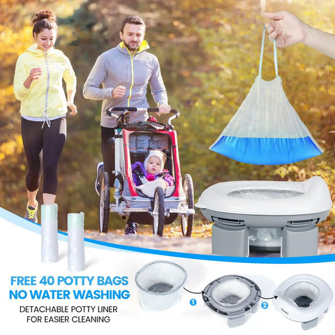 Portable Three In One Toddler Potty Training Chair To Go And Travel Emergency Toilet Seat For Little Ones Easy Setup Stand Alone Nursery Commode Super Stable On The Go Road Trip Essential