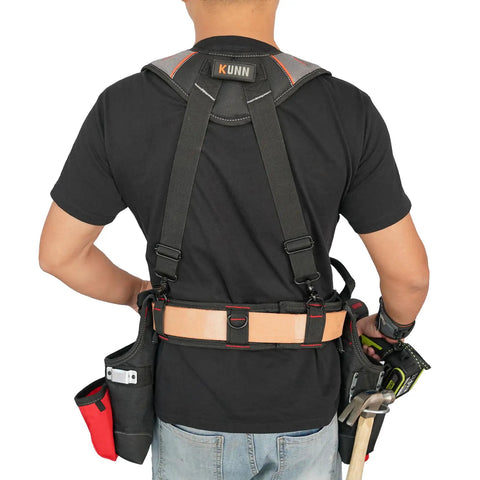 Tool Belt Suspenders With Magnetic Wristband For Framer Carpenter Electrician Worksite Ready All Day Comfort 4 Point Support