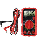 Pro Grade Digital Multimeter SZ308 with LCD display, red case, leads included, for precise AC DC voltage current resistance diode testing