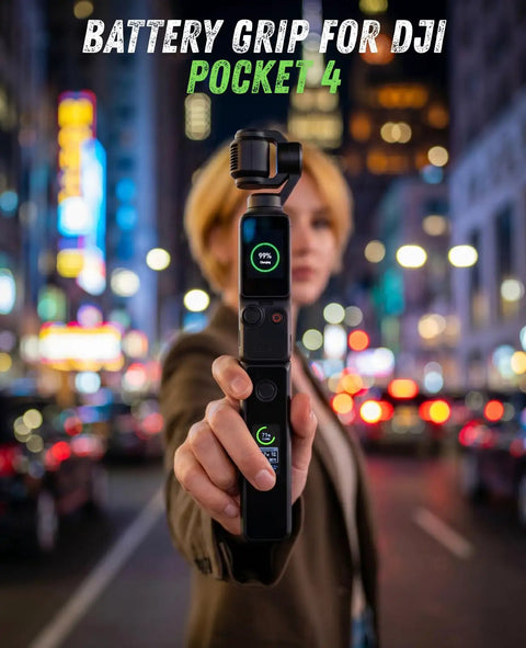 Pocket 4 By 3 Battery Grip With 20W Fast Charging For DJI Pocket 3 Xtra Muse, LCD Full Color Display in urban setting