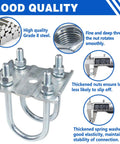 Heavy Duty Trailer U Bolt Kit For 3500 Lb Axles Two Three Eighths Inch Round Eight Piece Set Six And One Quarter Inch Long One Half Inch Diameter With 20 Threads Per Inch For Leaf Spring Mounting On Trailers featuring bolts, nuts, and washers showcasing quality and precise measurements with a durable metal finish.
