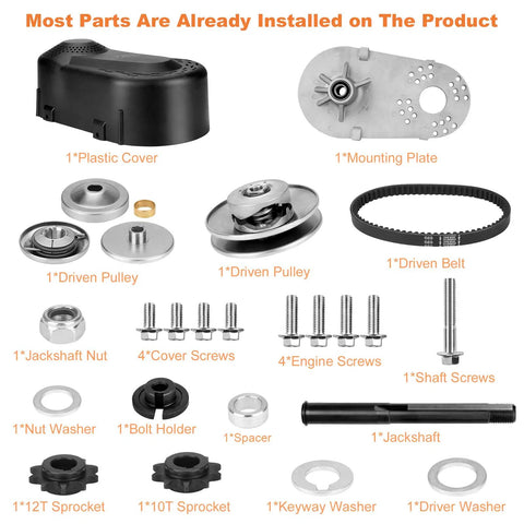 CVT Torque Converter Kit For Three Quarter Inch Crank Mini Bikes And Go Karts With 10T And 12T Pulleys component layout