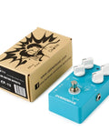 Pure Sky Overdrive Guitar Pedal With Crystal Clear Clean Boost Transparent Tone That Preserves Amp Timbre Realistic Sustain Easy On Off LED Indicator Compact Stage Ready Effect For Studio And Gigging Players, shown next to product box.